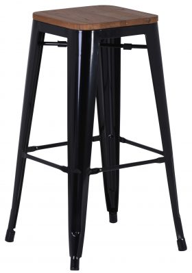 French Industrial Stool High - Black