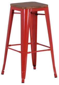 French Industrial High Stool - Red