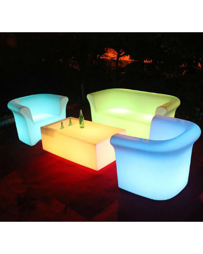 LED Sofa Armchairs and Ice Box Table Set